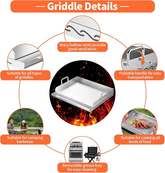Stainless Steel Griddle for Gas Grill, Flat Top Grill - Image 5