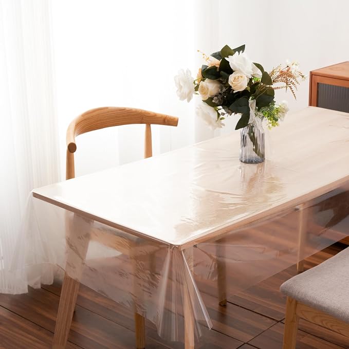 Clear Plastic Tablecloth Protector Rectangle 54x120 inch Waterproof Oilproof - Image 2