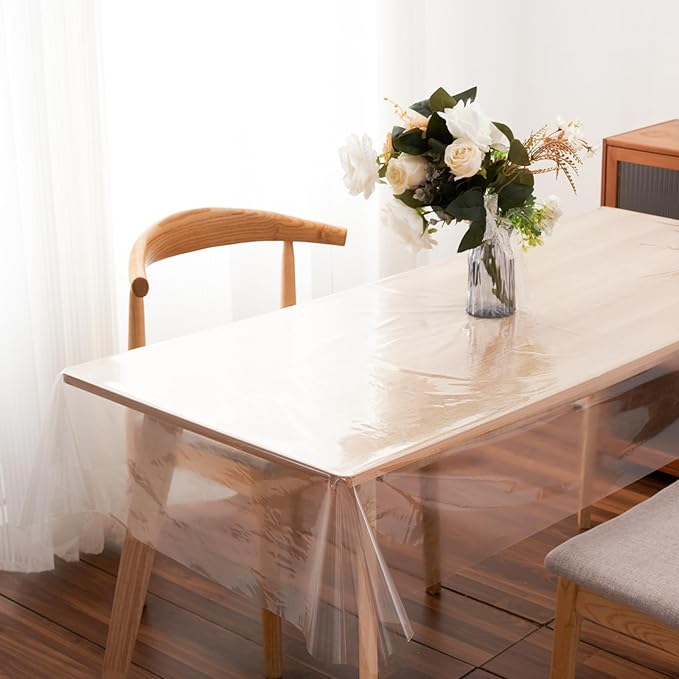 Clear Plastic Tablecloth Protector Rectangle 70x126 inch Waterproof Oilproof - Image 3