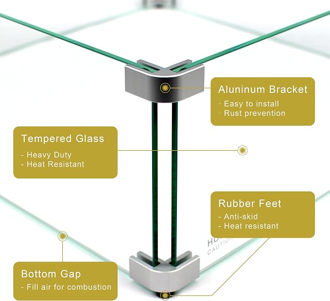 Holy Fire 17.5" L x 17.5" x 6" Square Fire Pit Glass Wind Guard Clear Tempered - Image 4