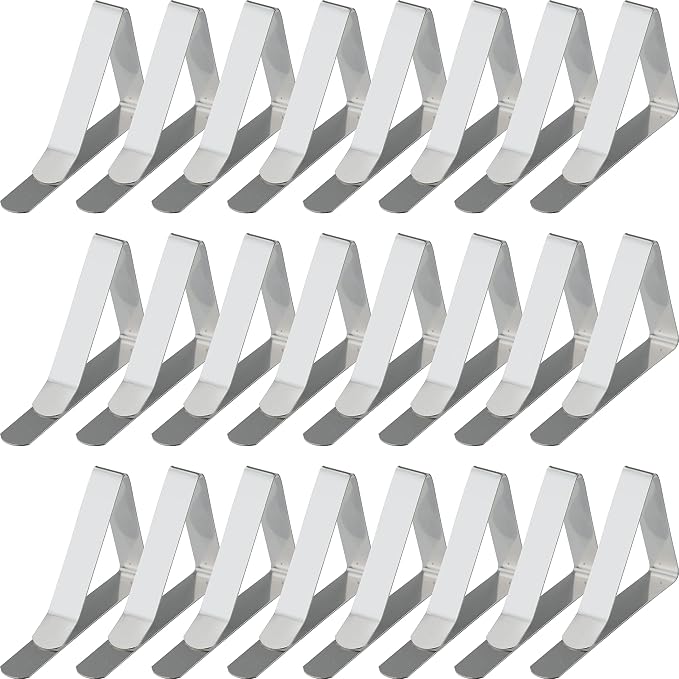 IFAMIO 24 Pack Stainless Steel Tablecloth Clips Metal Table Cover Holder Clamps by IFAMIO