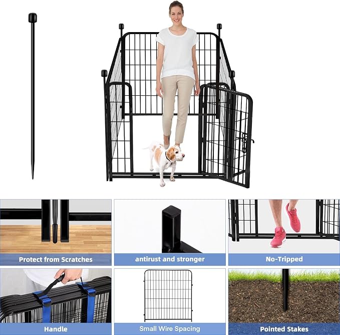 ADAVIN Tall Garden Fence with Gate, 40 in 4 Panels Animal Barrier Fence - Image 2