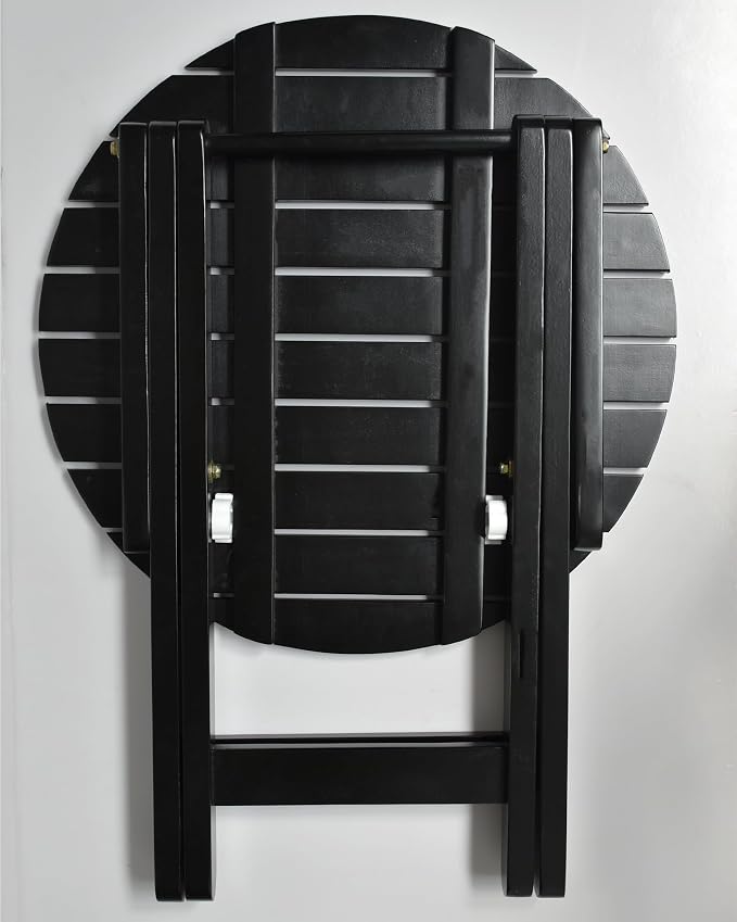 Outdoor Small Round Folding Side Tables, Foldable Wooden End Table - Image 6