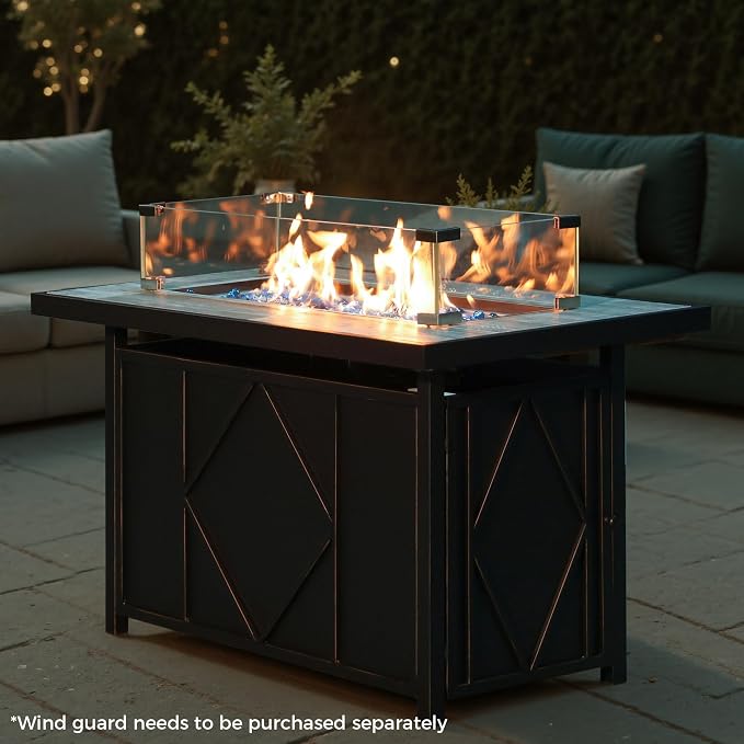 BALI OUTDOORS 42 inch Propane Fire Pit Patio Outdoor Fire Pit Table Large Black - Image 9