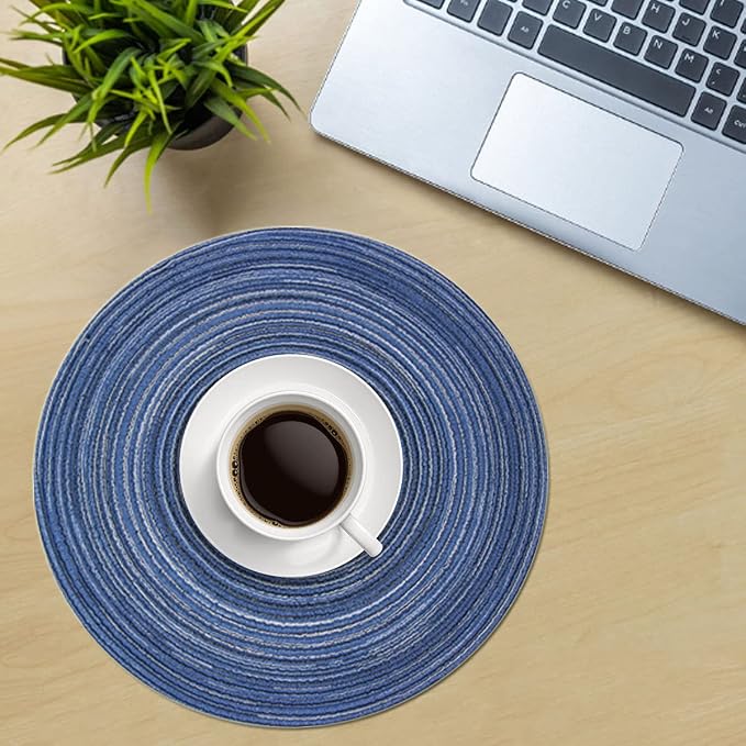 PIGCHCY Round Placemats Set of 8 Round Table Placemats Braided Cotton Place - Image 5