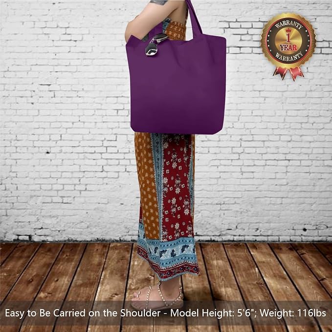 TOPDesign 1-Pack Super Strong Large 12oz Cotton Canvas Tote Bag, Reusable - Image 2