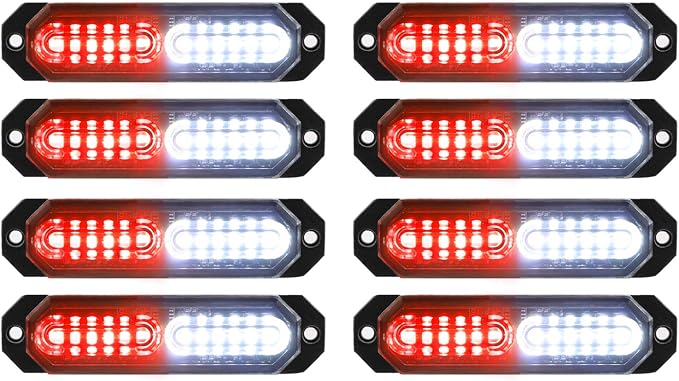 ASPL 8pcs Sync Feature Ultra Slim 12-LED Surface Mount Flashing Strobe Lights by ASPL