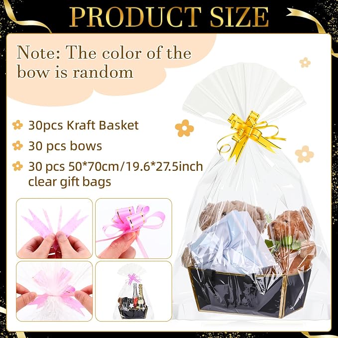 Tuanse 30 Pcs Basket for Gift Empty DIY Bulk Gift Basket Kit - Image 3