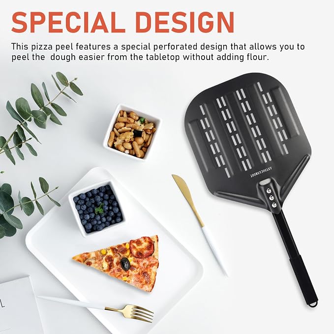 Perforated Pizza Peels 6 INCH pizza spatula paddle Long Handle Metal Pizza - Image 6