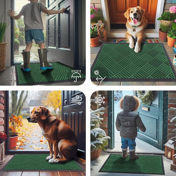 Smiry Front Door Mat Outside Entrance, Heavy Duty Outdoor Indoor Natural Rubber - Image 7