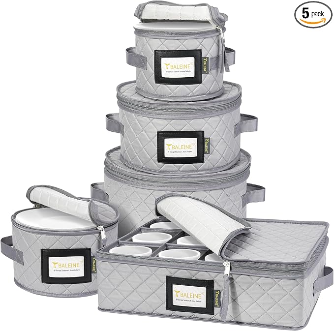BALEINE China Storage Containers, Sturdy Quilted Wine Glass Storage, Plate by BALEINE
