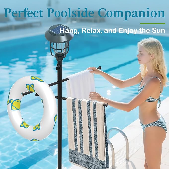 Sturdy & Solar-Powered Pool Towel Rack Outdoor - Image 7