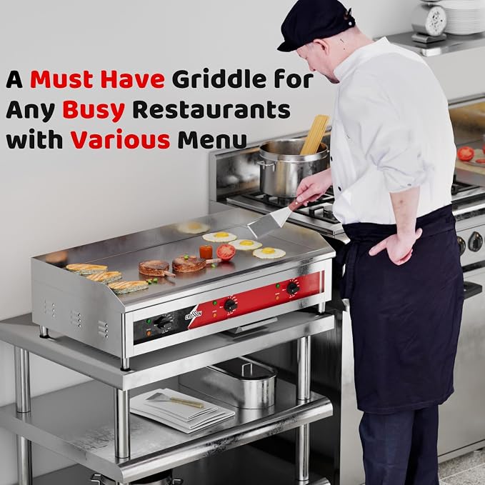 CROSSON 36"*16" Large Commercial Electric Countertop Griddle, Flat Top Heavy - Image 2