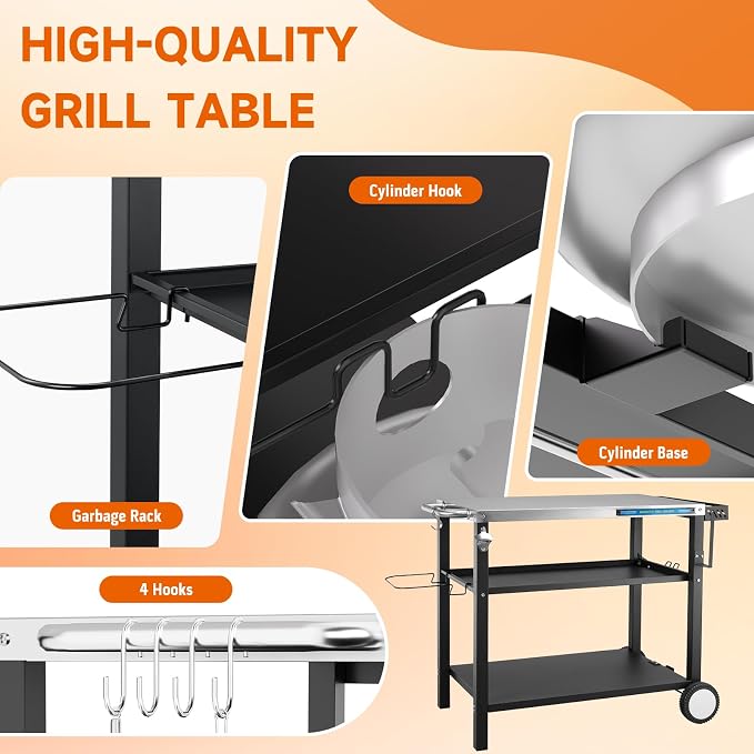 Grill Table, Stainless Steel Grill Cart - Image 4
