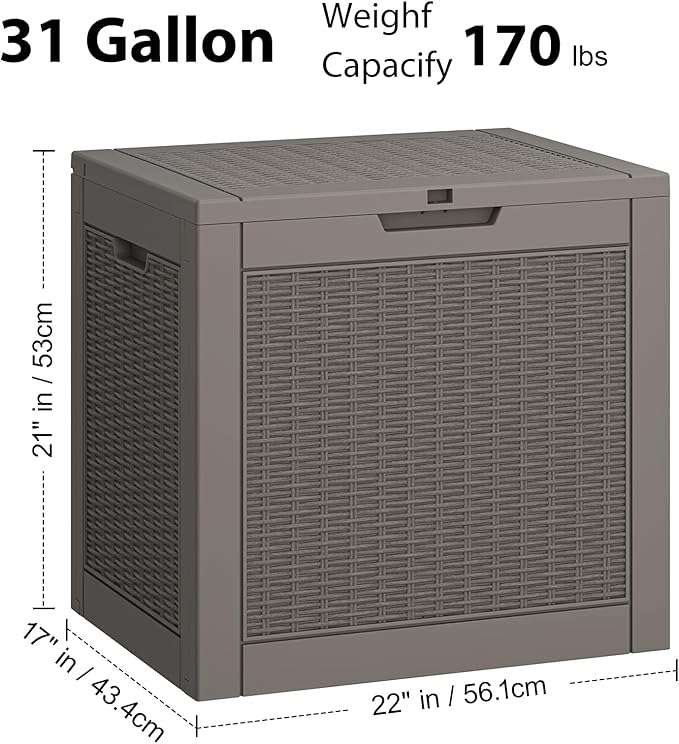 NUNU LAB Outdoor Storage Box 31 Gallon, Waterproof Indoor Outside Deck Boxes - Image 2