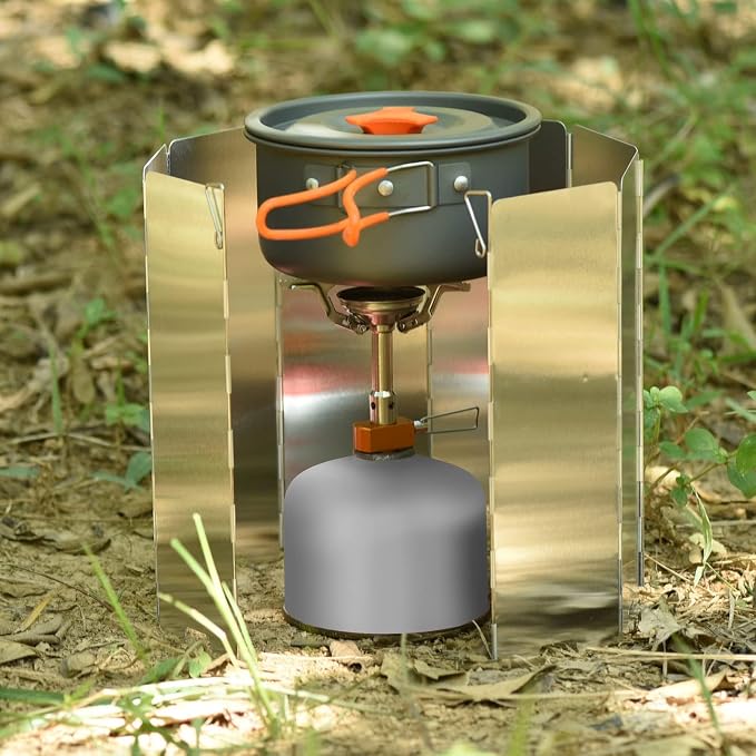 8 Plates Camping Stove Windscreen Folding Outdoor Stove Windshield Camp Stove - Image 7