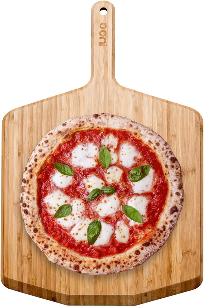 Pizza Peel 14 Inch Bamboo Rectangular Paddle, Lightweight Wooden Launcher
