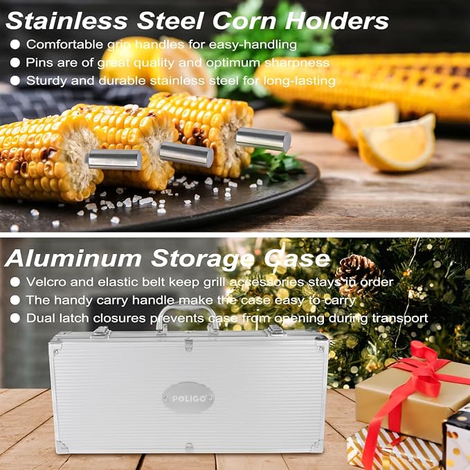POLIGO 22PCS Heavy Duty BBQ Grill Accessories Set, Non-Slip Grill Tools - Image 8