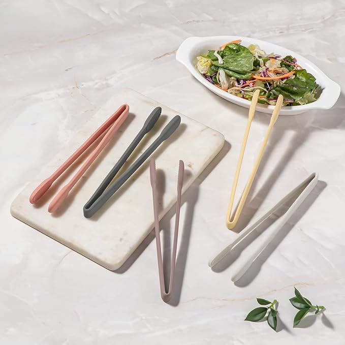 Tongs with Silicone Tips, Dark Gray, 9.25 Inch Kitchen Use