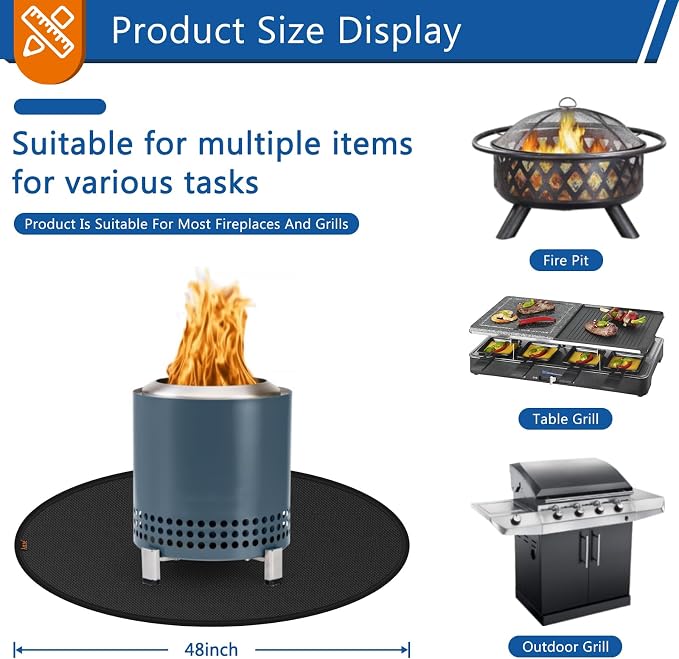 Round Under Grill Mat for Outdoor Grill, 48 Inch Anti-Slip BBQ Floor Mats - Image 2