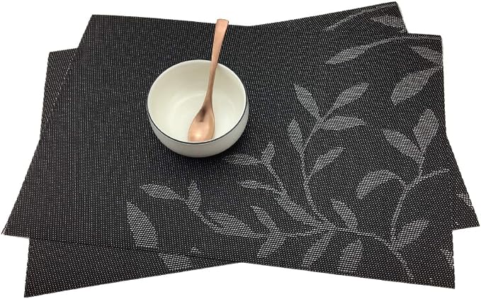 Gugrida Place Mats PVC Set of 6, Table Placemats Set of 6 PVC Woven Vinyl Place - Image 4