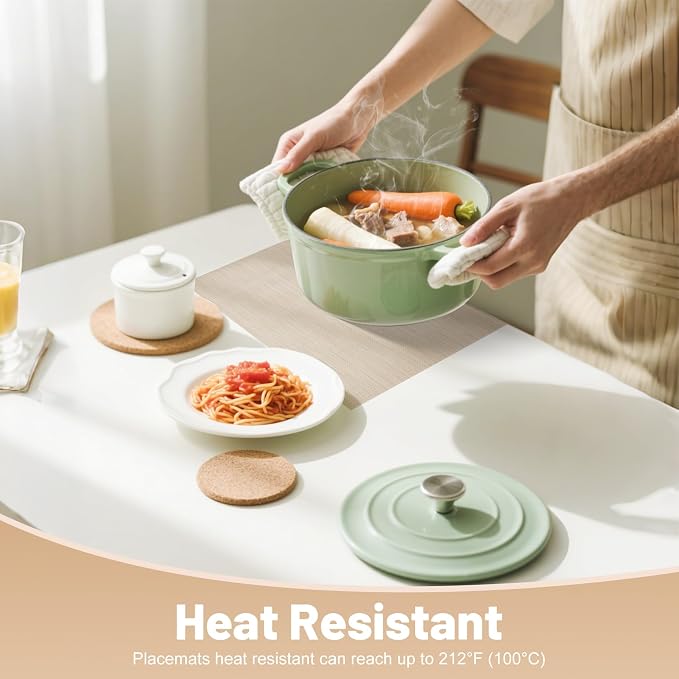 Placemats Set of 6，Non-Slip PVC Weave Table Mats Easy to Clean，Heat Resistant - Image 4