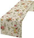 Vintage Flower Table Runner, Rustic Farmhouse Retro Garden Botanical Plants by JanJCurt