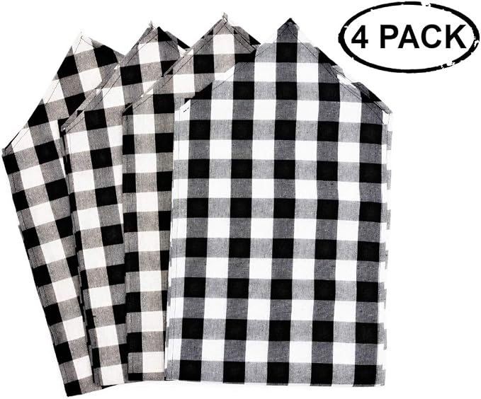 4 Pack Buffalo Check Table Runners White and Black Plaid Table Runner - Image 2