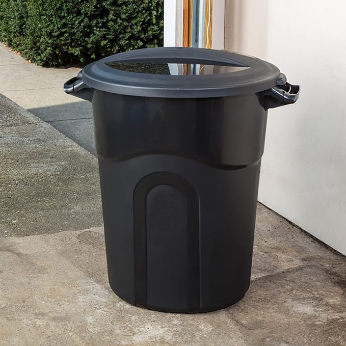 United Solution 20 Gallon Round Waste Container, Pass-Through Handles & - Image 8