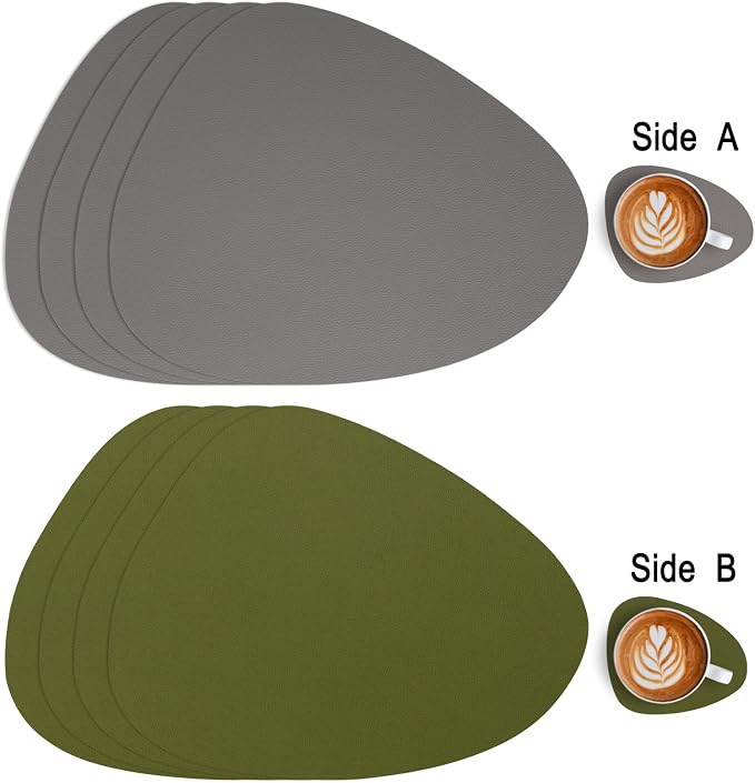 Myir JUN Placemats, Dual-Sided Placemats Waterproof Faux Leather Placemats Set - Image 2
