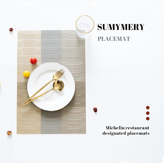 Placemats Set of 4 Vinyl/Plastic Woven Place Mats - Image 5
