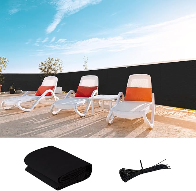LOVE STORY Custom Size 3.3'x1' Black Balcony Privacy Screen, UV Block Privacy by LOVESTORY