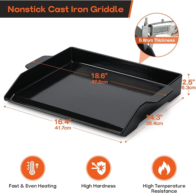Onlyfire Universal Enamelled Cast Iron Cooking Griddle, Nonstick Coating - Image 2