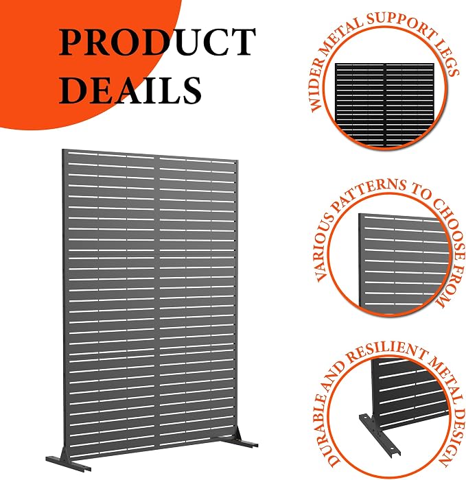 GarveeLife Metal Privacy Screen 72" h x 47" w, Outdoor Privacy Screens and - Image 3