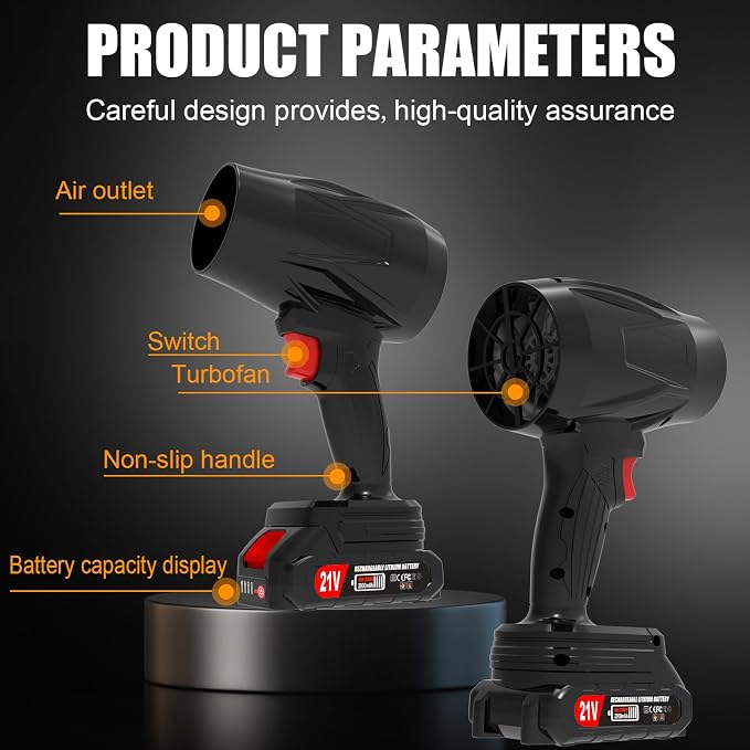 Leaf Blower Cordless with Battery and Charger, 21V Hand Held Blower, Turbo Air - Image 7