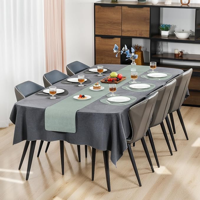 Placemats and Coasters, Washable Reversible Placemats Round Faux Leather - Image 3