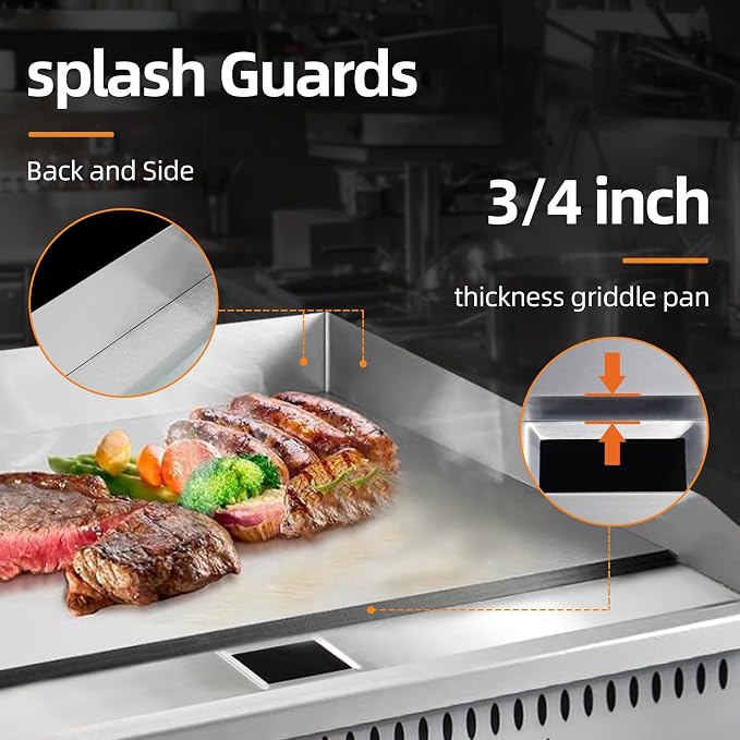 24" Commercial Countertop Griddle, 2 Burners Gas Griddle, 60000 BTU Output - Image 7