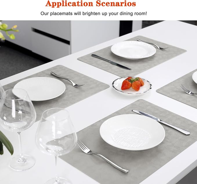 Vinyl Placemats Set of 4 Heat Resistant Easy Clean Non-Slip Place Mats - Image 5