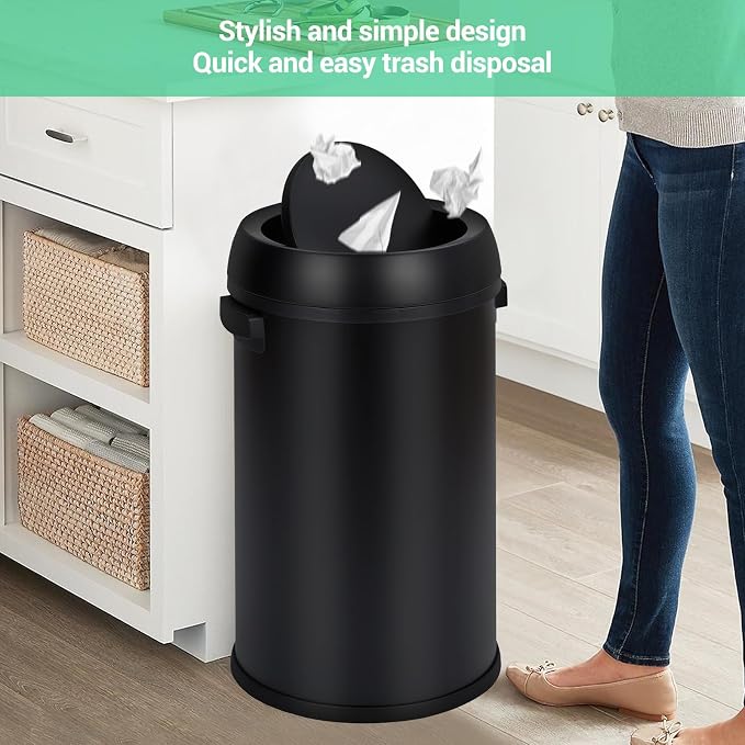 Commercial Grade Stainless Steel Kitchen Trash Can, 65L Heavy Duty Round - Image 3