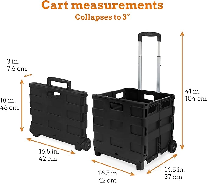 Inspired Living Collapsible Ultra-Slim Pack-N-Roll, 2 Wheel Utility Cart - Image 2