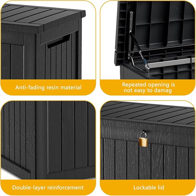 270 Gallon Deck Box, Resin Outdoor Indoor Waterproof Storage Box, Lockable - Image 4