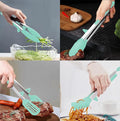 Tongs Set, 4 Piece Green Silicone and Stainless Steel for Grilling