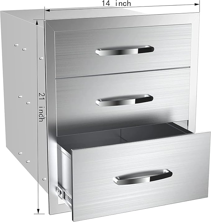 Outdoor Kitchen Drawers, Flush Mount Triple Access BBQ Drawers - Image 3