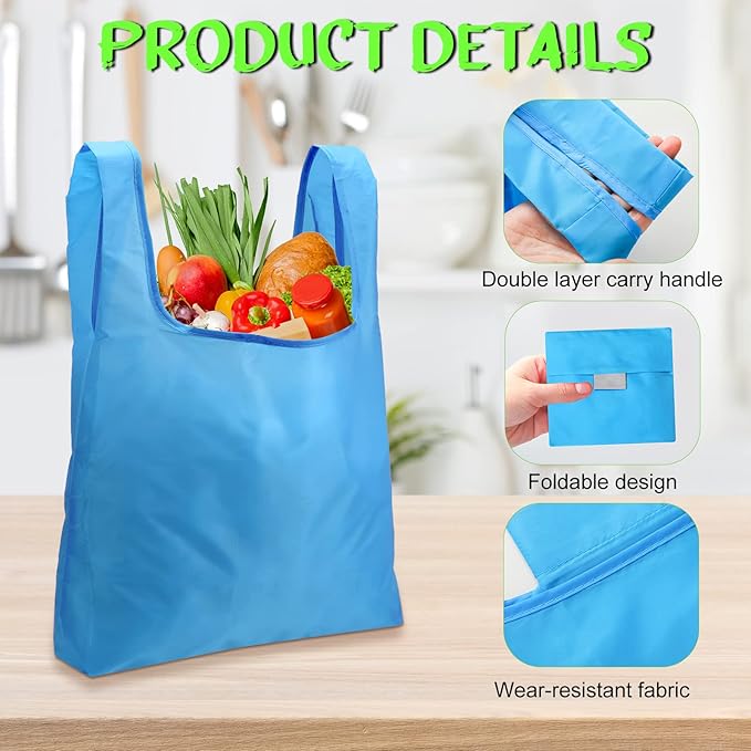 Eccliy 24 Pieces Reusable Grocery Bags Polyester Shopping Bags - Image 4