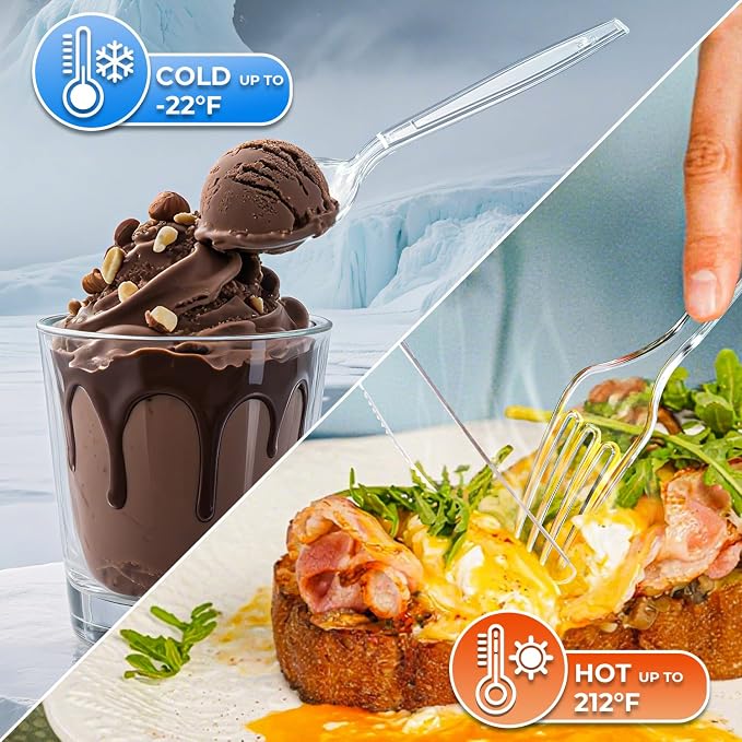 360 Count Clear Plastic Forks Spoons Knives Bulk Heavy Duty Plastic Silverware - Image 4