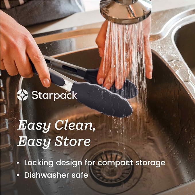 Tongs Set of 2, 9-Inch and 12-Inch Silicone with Stainless Steel Core