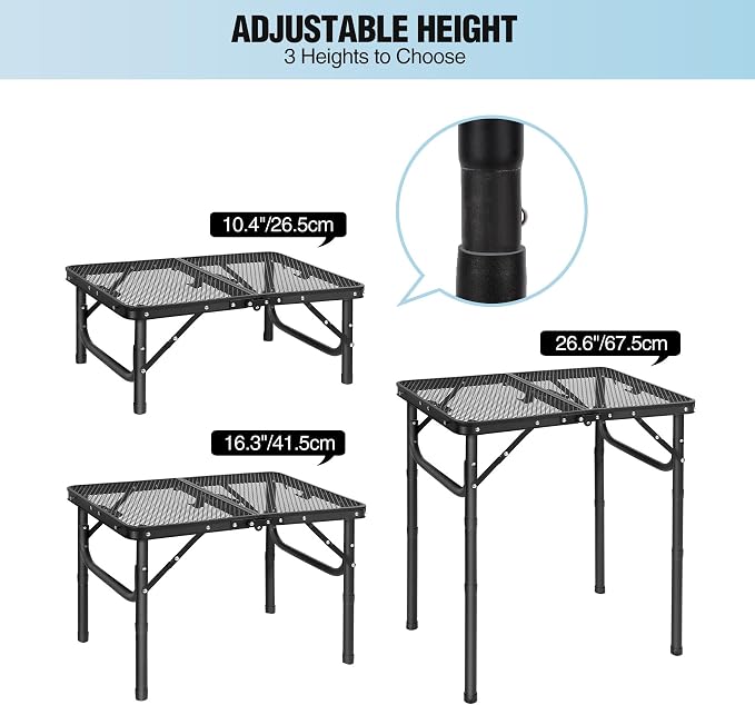 RedSwing Folding Grill Table, Lightweight Height Adjustable Aluminum Table - Image 6