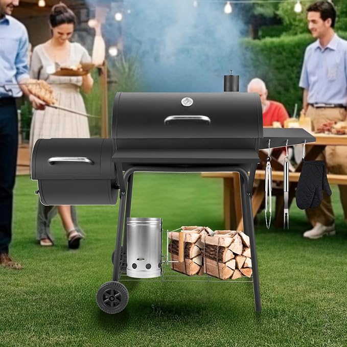 Barrel Charcoal Grill with offset smoker, 714 Square Inches Cooking Area - Image 9