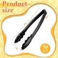 Serving Tongs 50 Pack, Black Plastic, 9-Inch Disposable Food Tongs