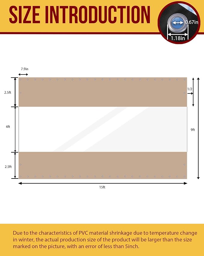 FoundGo 9'H x 15'W Vinyl Curtains - Image 3